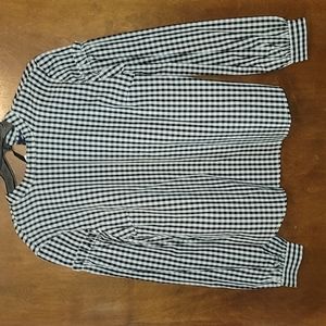 NWT Black and White checked pattern long sleeve Blouse Sz Medium